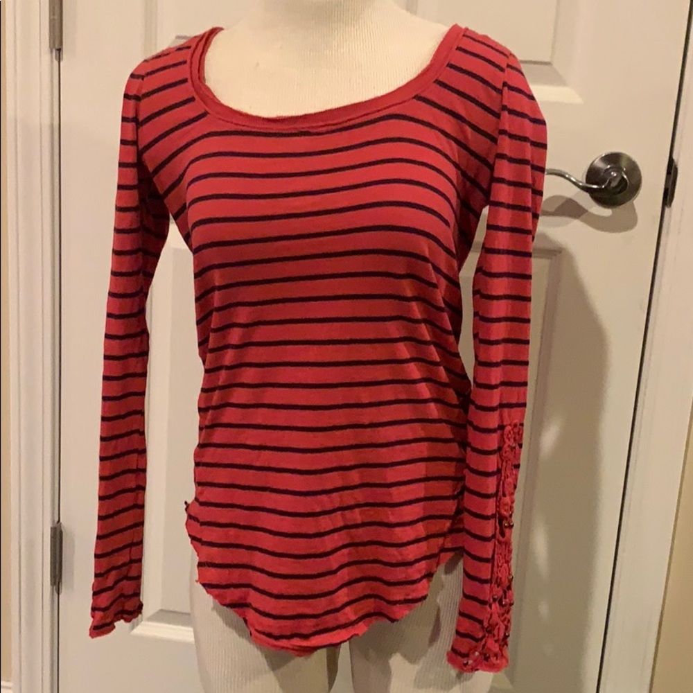 Free People Striped Long Sleeve Top